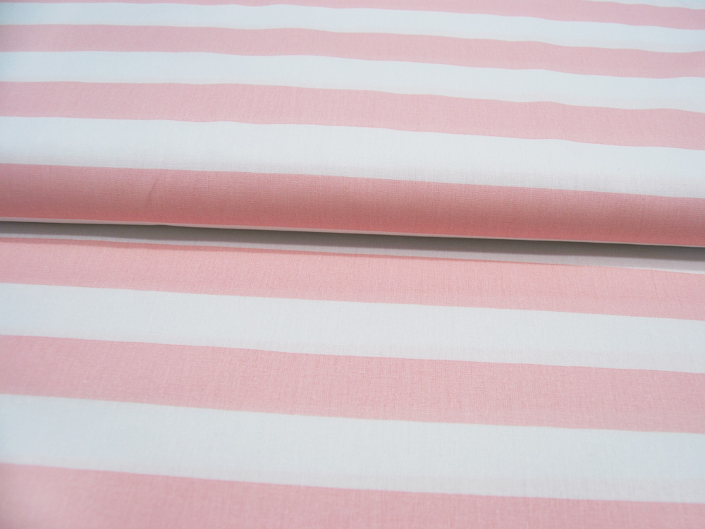 Baumwolle - Stripe - Breite Streifen Hellrosa-Weiss 0,5 meter 3