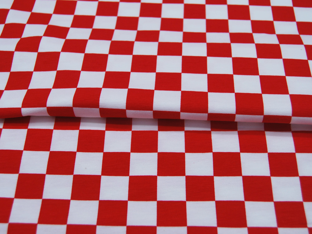 Jersey - Check 2 cm- Rot Weiß Karo 0,5m 2