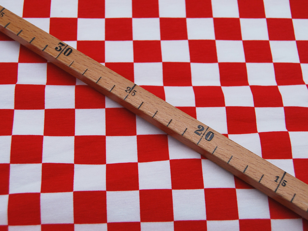 Jersey - Check 2 cm- Rot Weiß Karo 0,5m 4