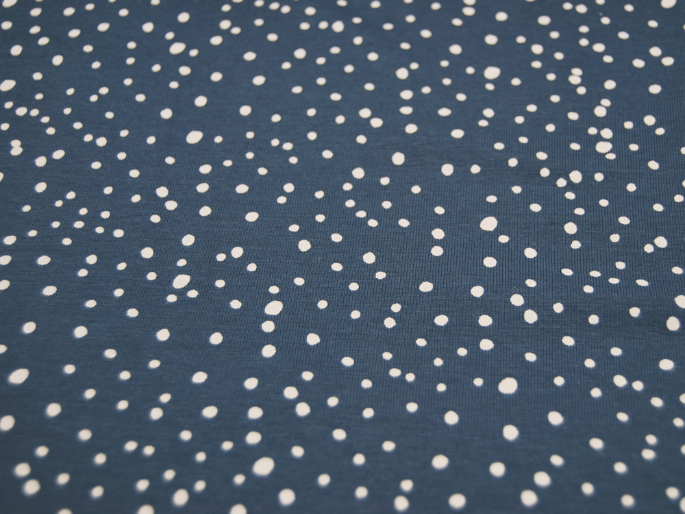 JERSEY - Dots - Weiß auf Dusty Blue / Blau - Punkte - 05m 2