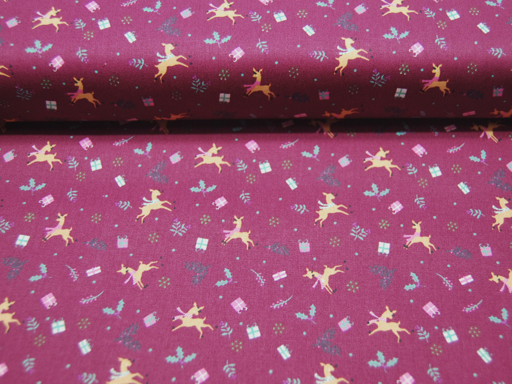 Baumwolle Poplin - Reindeer - Weihnachtliche Muster mit Rentier - 0.5m 2