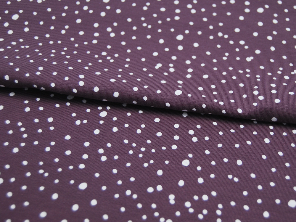 JERSEY - Dots - Weiß auf Mauve / Lila - Punkte - 0,5m 2
