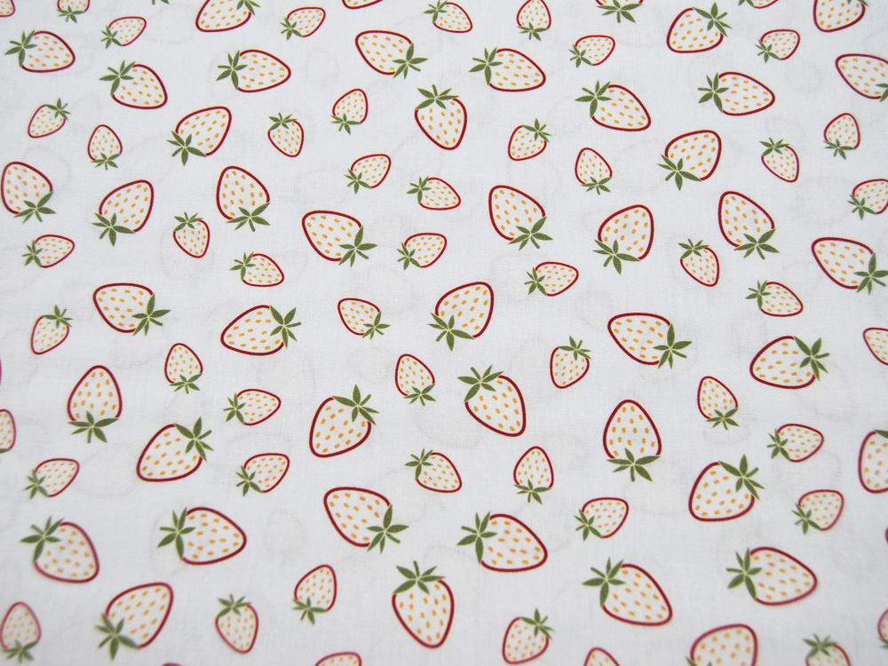 Baumwolle - Kim - Erdbeeren auf Weiß - 05m 2