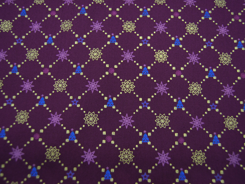 Baumwolle Popeline - Sterne - graphisches Muster - Weihnachtliche Motive auf Aubergine - 0.5m 4
