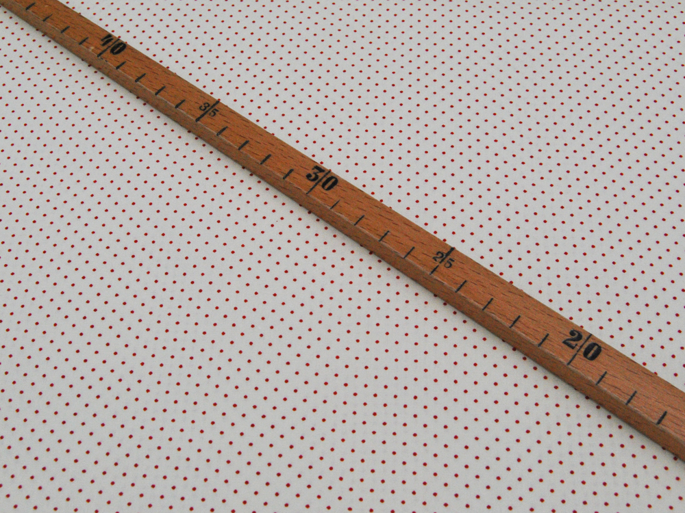 Rote Minipunkte auf cremefarbene Baumwolle 0,5 Meter 3