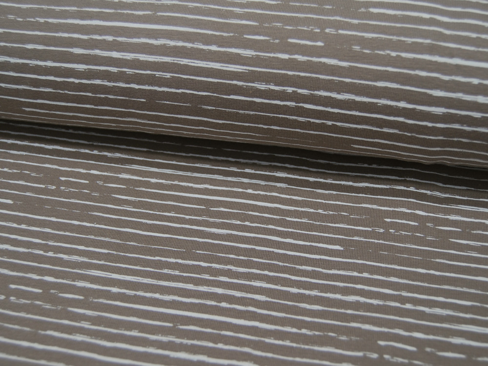 Jersey - Streifen in Taupe - Weiß - 05 Meter