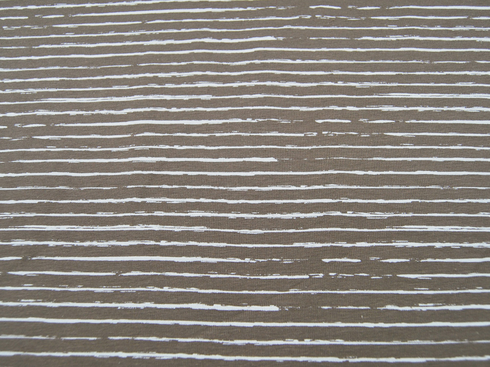 Jersey - Streifen in Taupe - Weiß - 0.5 Meter 4