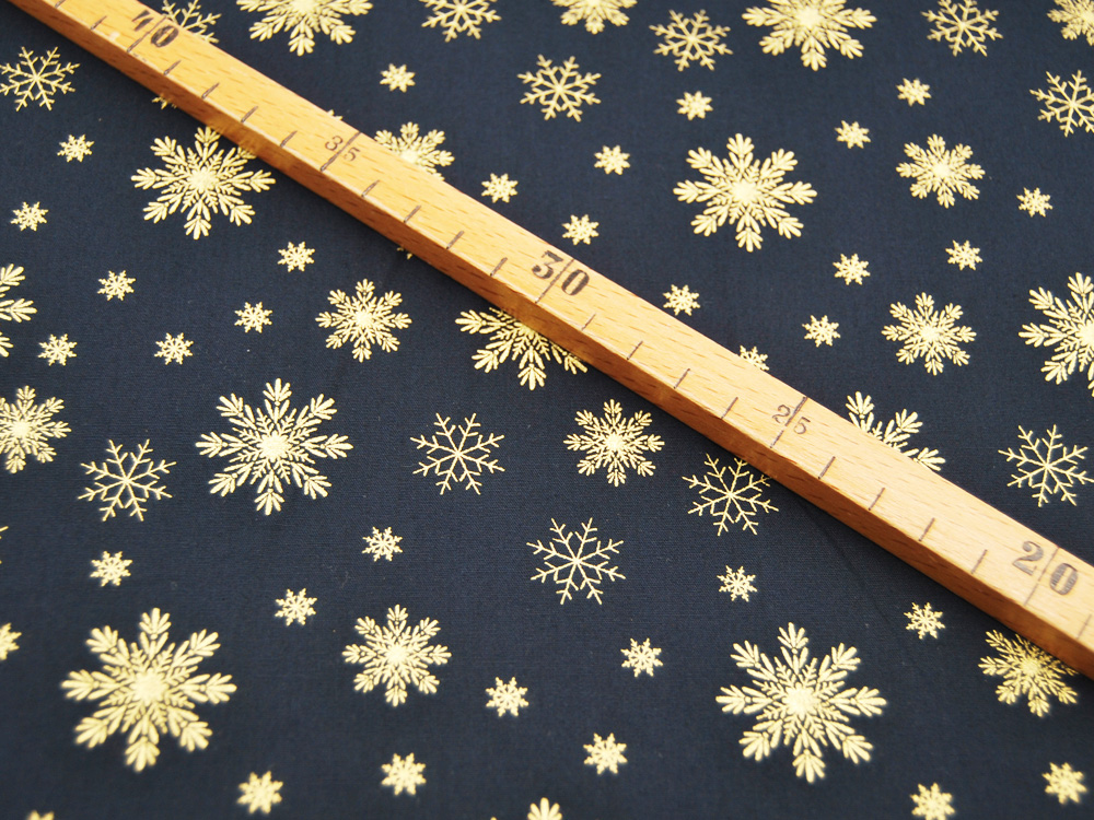 Baumwolle Popeline - Weihnachten - Schneeflocken auf Blau - 0.5m 3