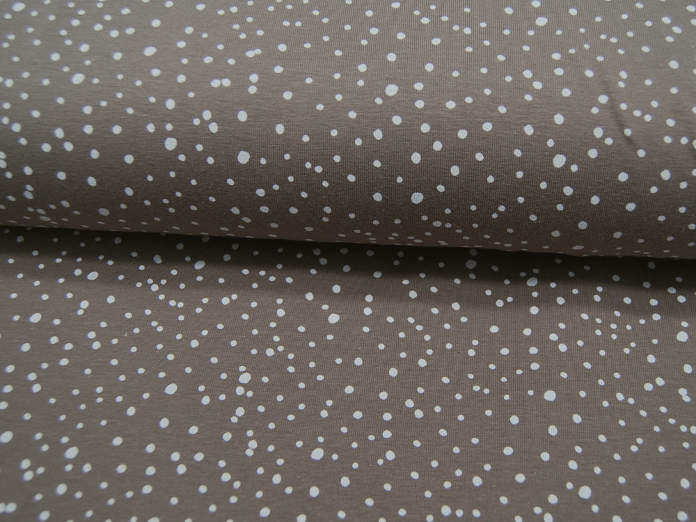 JERSEY - Dots - Weiß auf Taupe - Punkte - 0,5m 3