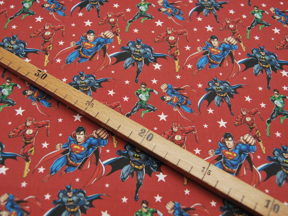 Baumwolle - Lizenz - Superheros - Batman, Superman usw auf Rot 0,5m 3