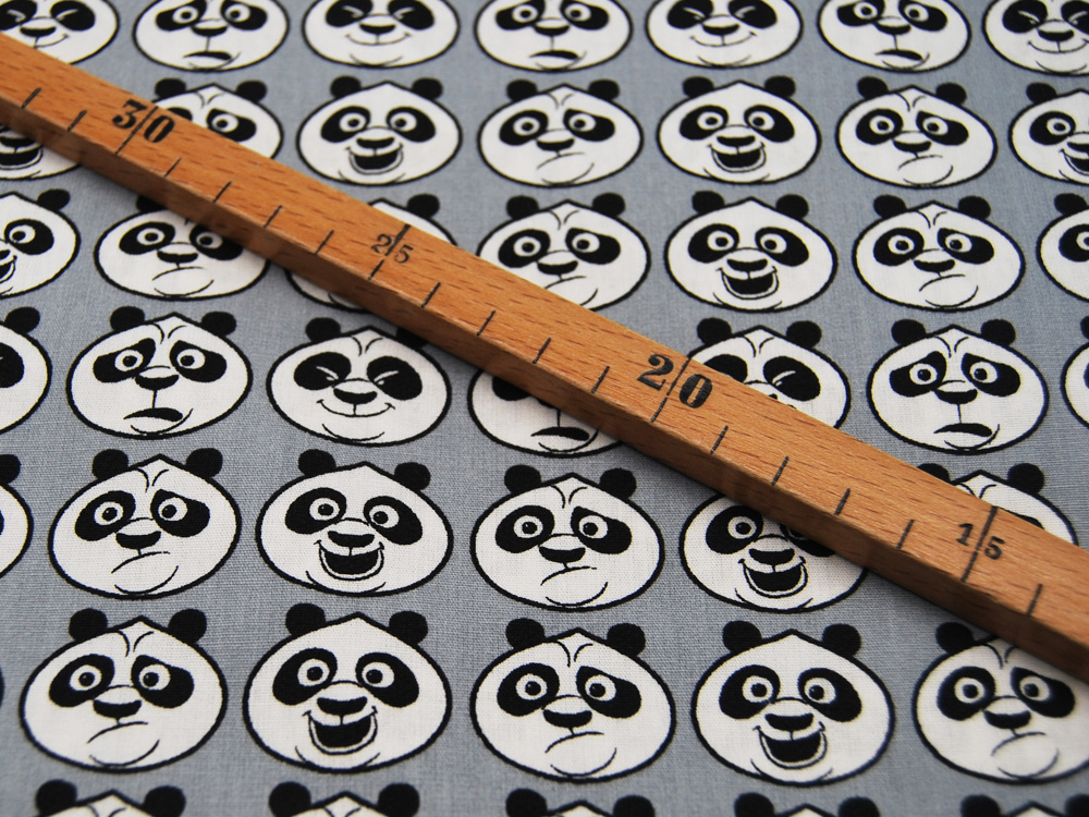 Baumwolle - Kung Fu Panda - Köpfe auf Grau 05m 3