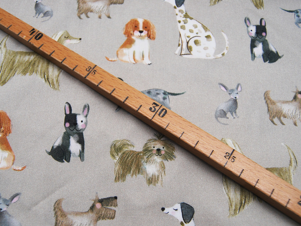 Baumwolle - Fine Poplin - Digital Dogs - Hunde - Sand - 0.5 Meter 3