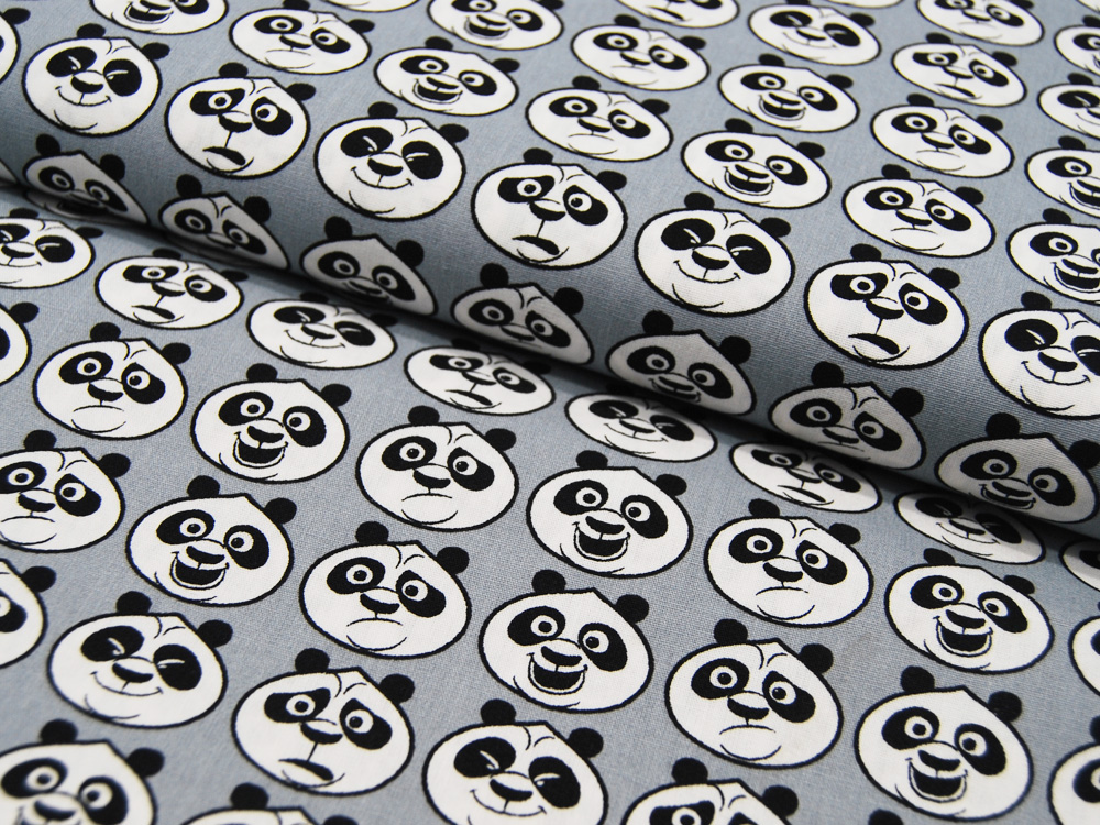 Baumwolle - Kung Fu Panda - Köpfe auf Grau 05m 4