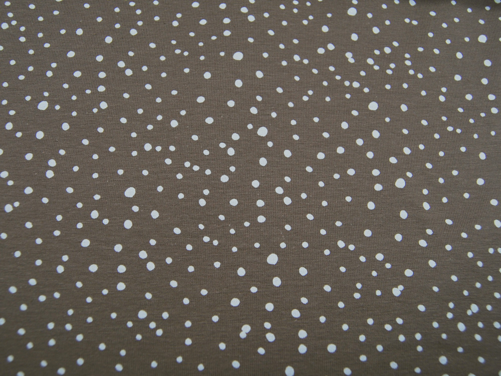 JERSEY - Dots - Weiß auf Taupe - Punkte - 0,5m 4