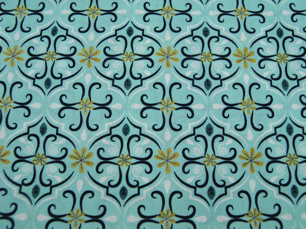 Baumwolle - Graphisches Muster / Ornamente auf Mint - 0.5Meter
