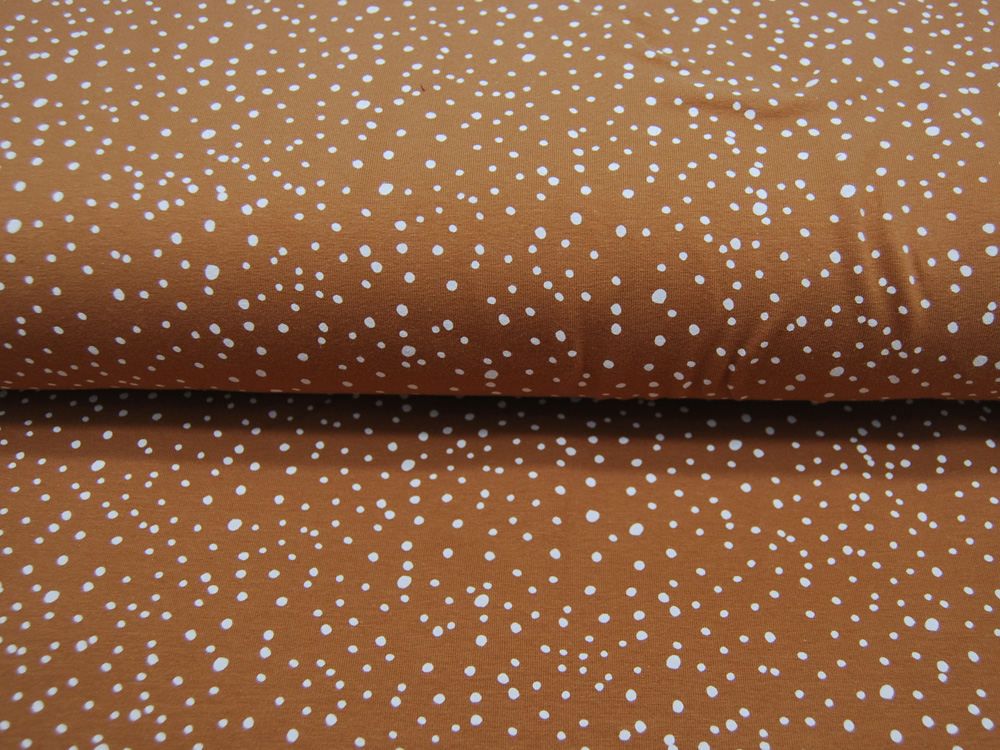 JERSEY - Dots - Weiß auf Caramel - Punkte - 0,5m 2