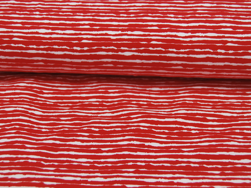 Jersey - Wilde Streifen in Rot - Weiß - 05 Meter