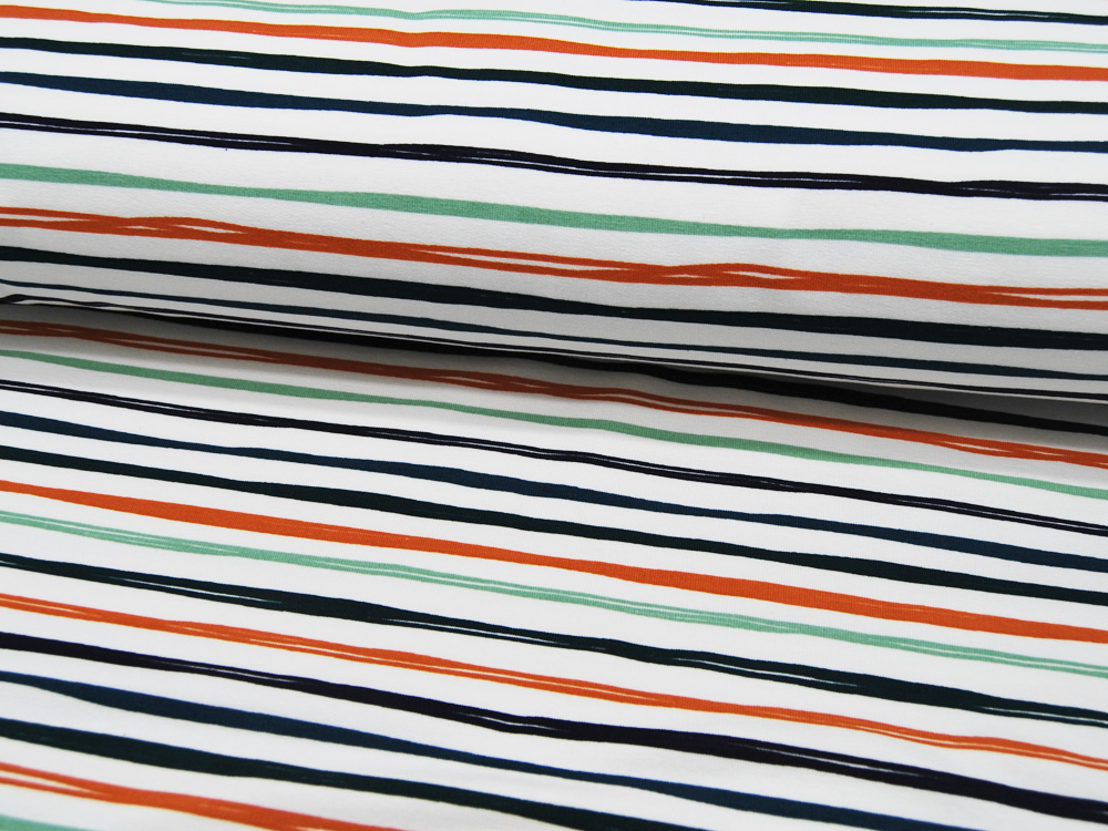French Terry - Stripes off White - Streifen auf Weiß - 05m 2