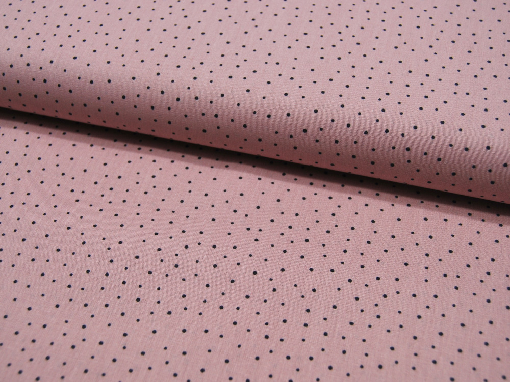 Baumwolle - Dots - Schwarze Minipunkte auf Dusty Pink 0,5m 2