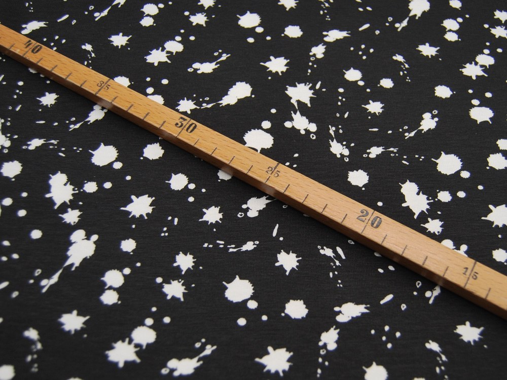 Jersey - Splatter - Weiß auf Schwarz 0.5 Meter 2
