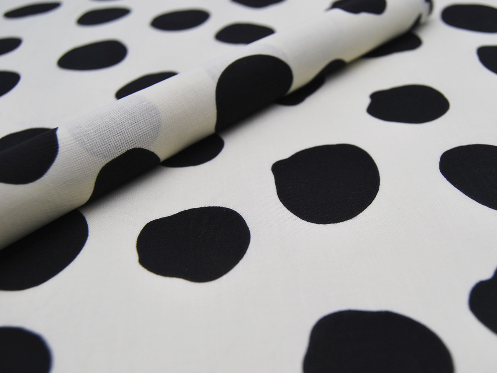 Beschichtete Baumwolle - Dots and Stripes - Punkte auf Cremeweiß 0,5 m 2