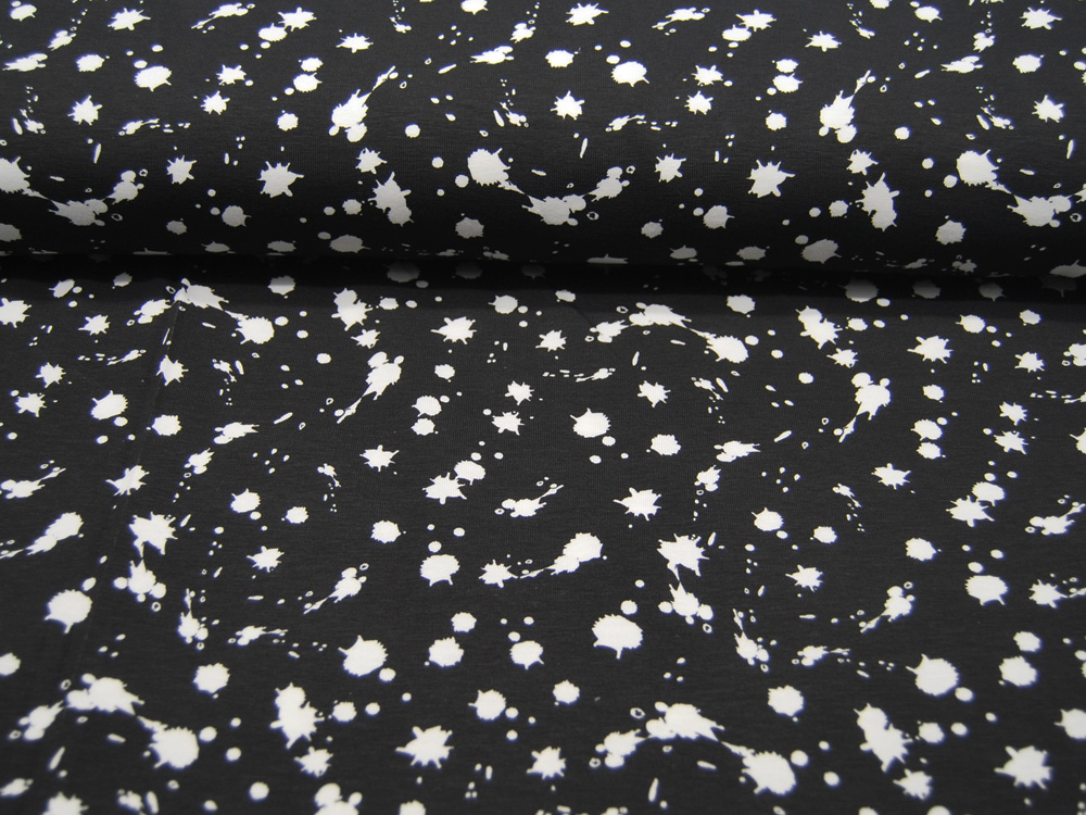 Jersey - Splatter - Weiß auf Schwarz 0.5 Meter 4