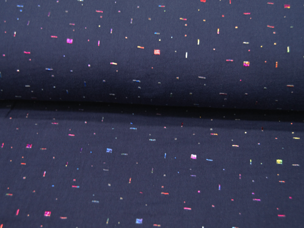 Musselin - Multicolour Foil - Bunter Glitzer auf Nachtblau 05 m