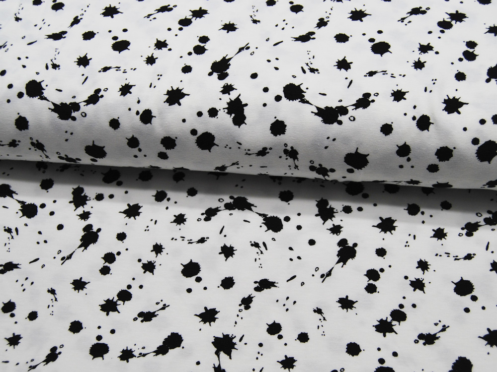 Jersey - Splatter - Schwarz auf Weiß 0.5 Meter