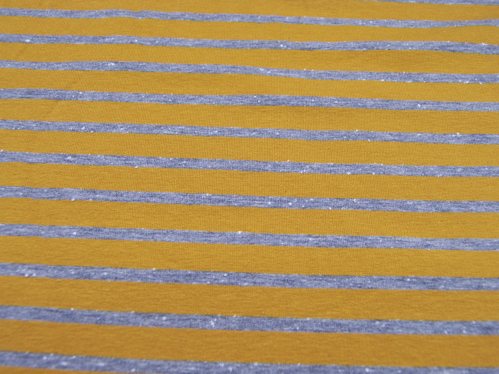 Sweat - Melange Stripes - Streifen in Senf Graumeliert - 05m 2