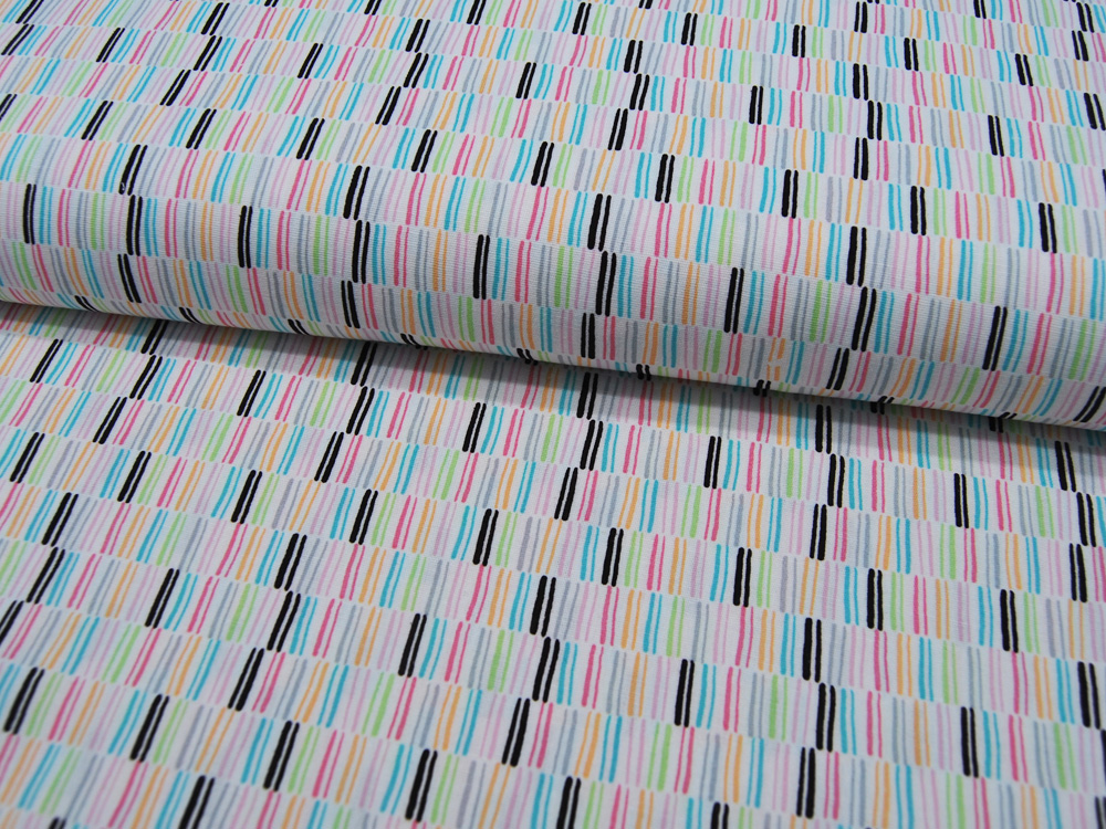 Baumwolle - Xavi - Short Stripes - Kleine Striche auf Weiß 05m