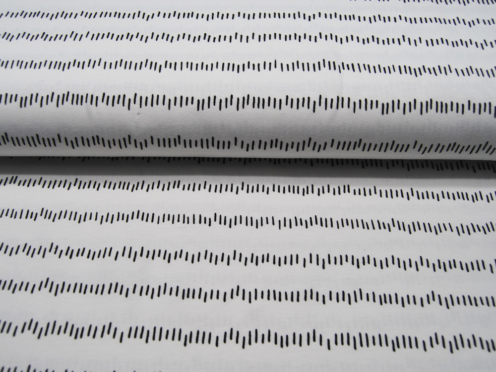 Jersey - Irregular Stripes - White - Schwarze Striche auf Weiß - 0,5 Meter
