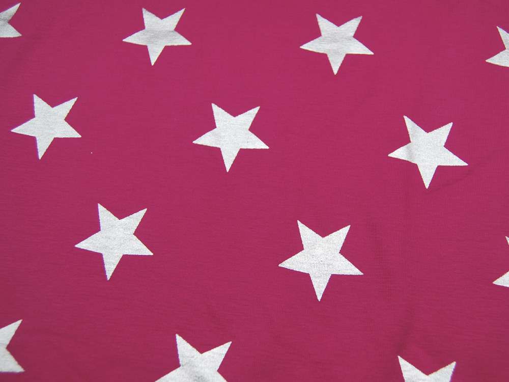 Jersey - Silberne Sterne auf Dunkel Pink / Magenta 0,5 m 4
