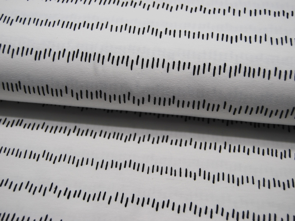 Jersey - Irregular Stripes - White - Schwarze Striche auf Weiß - 0,5 Meter 4