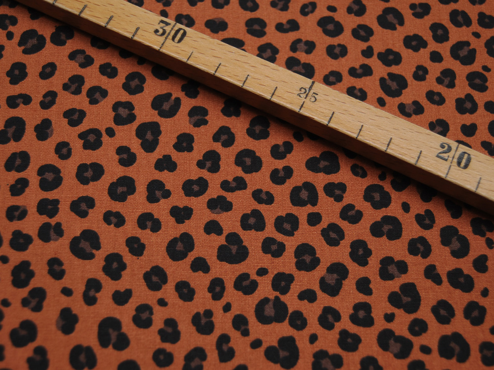 REST Baumwolle - Animal Skin - Leopardenmuster auf Rost - 0,4 m