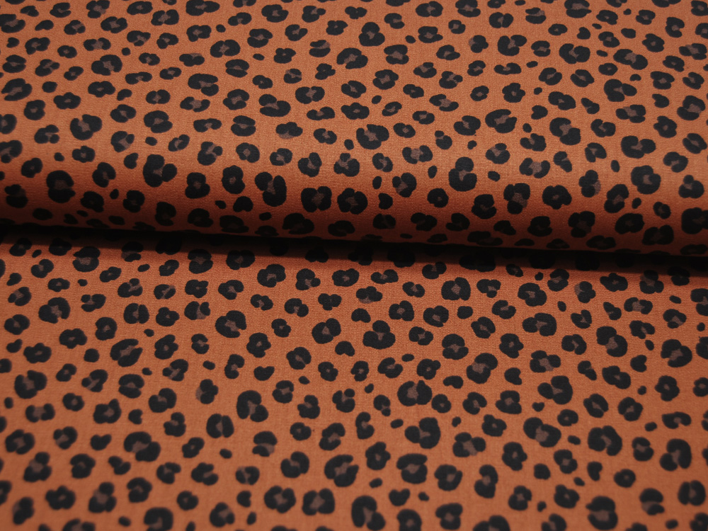 Baumwolle - Animal Skin - Leopardenmuster auf Rost - 0,5 m
