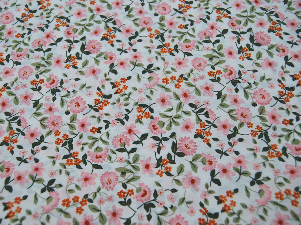 Beschichtete Baumwolle - Flowers - Rosa Blümchen auf Weiß 05 m 3