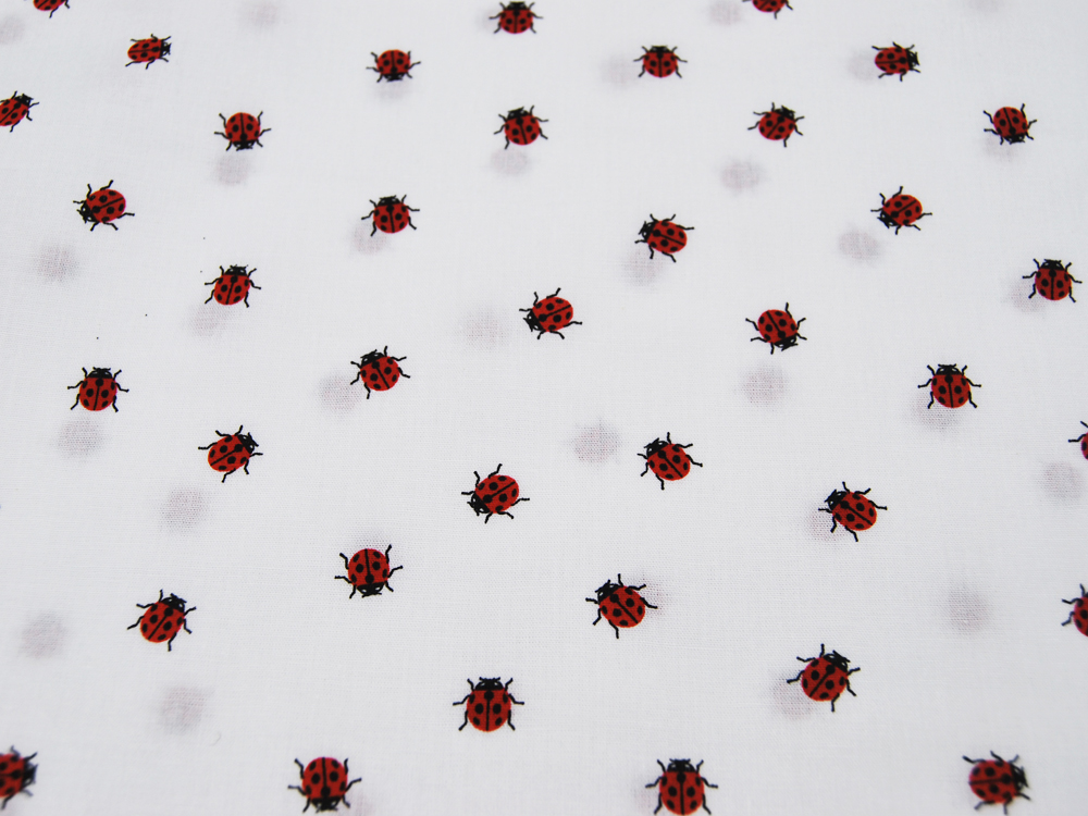 Mini Ladybug - Marienkäfer auf Weiß - Baumwolle 05 m 2