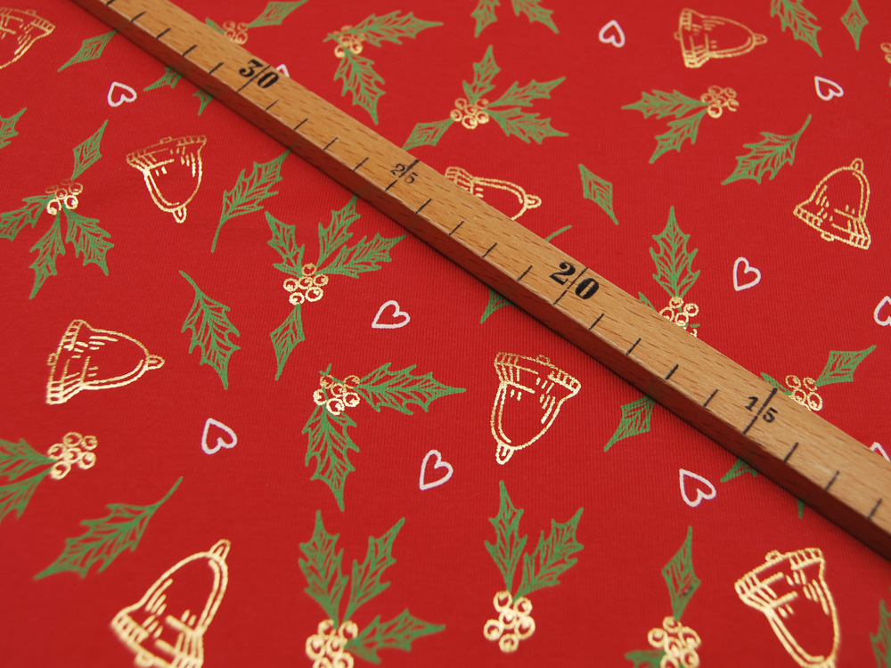 Jersey - Weihnachtliche Motive auf Rot mit Glitzer - FOIL - 05 Meter 4