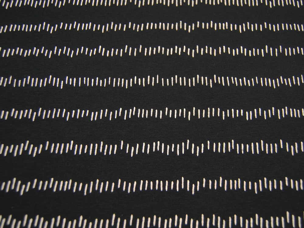 Jersey - Irregular Stripes - Black - Weiße Striche auf Schwarz - 0,5 Meter 3