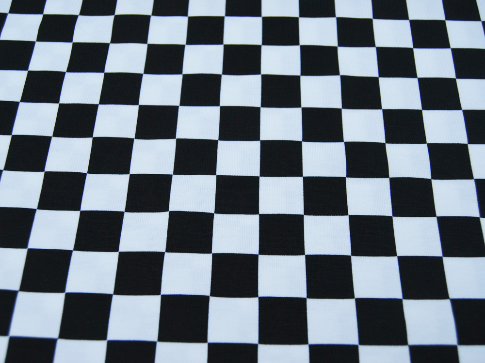 Jersey - Check 2 cm- Schwarz Weiß Karo 0,5m 2