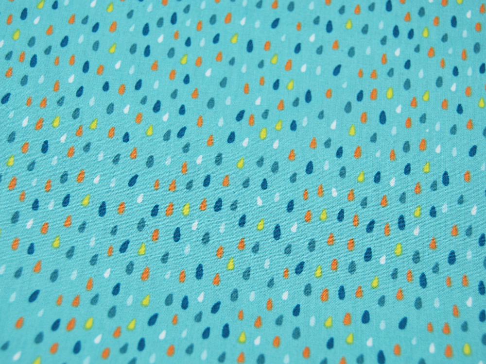 Colorful Drops- Bunte Tropfen auf Mint/Hellblau - Baumwolle 05m 2