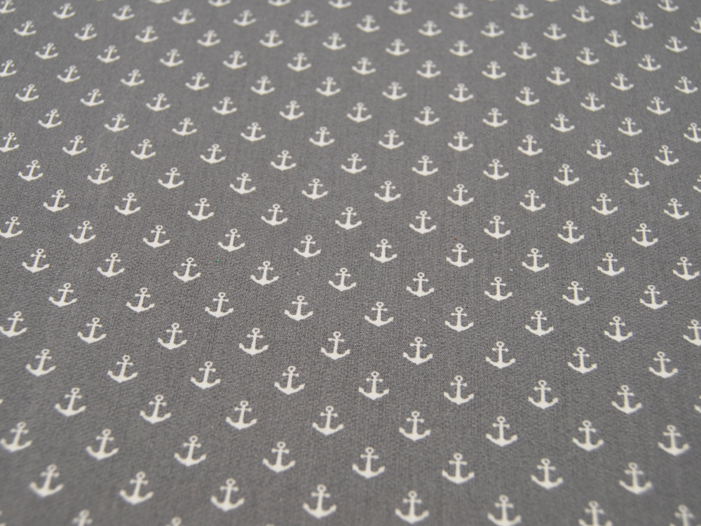 Beschichtete Baumwolle - Petit Anchor - Minianker auf Grau - 50 x 140 cm 2
