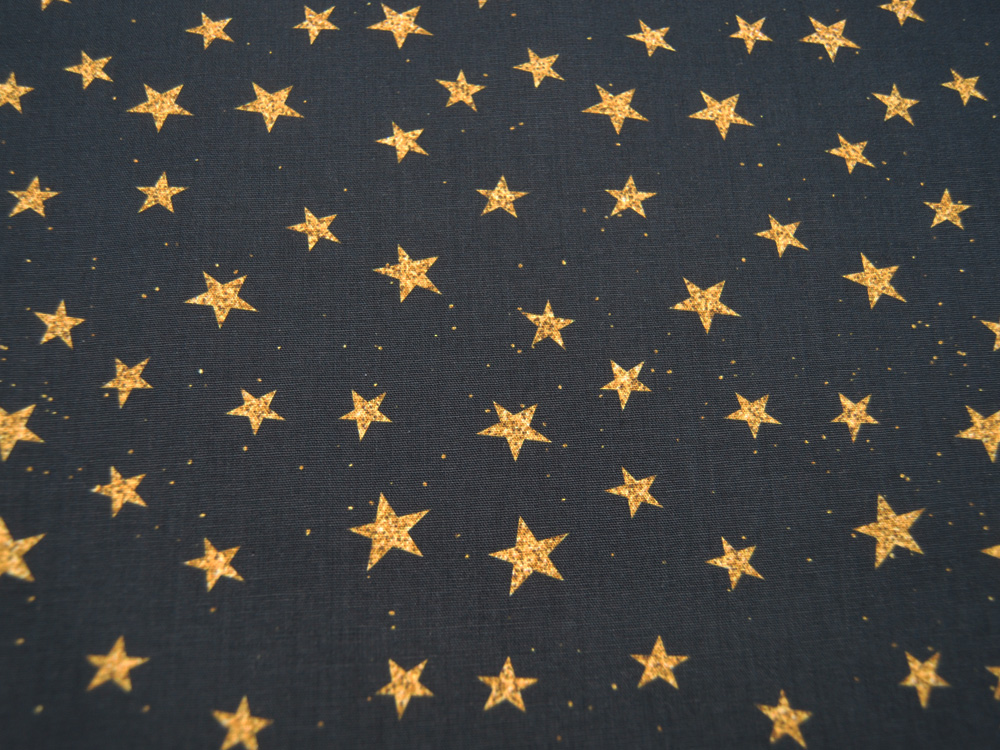 Baumwolle - Kim - Goldene Sterne auf Schwarz - 05m 3