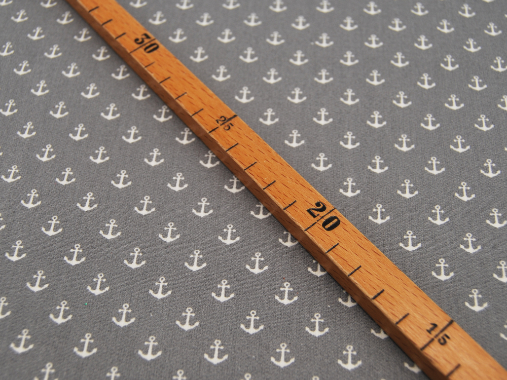 Beschichtete Baumwolle - Petit Anchor - Minianker auf Grau - 50 x 140 cm 3