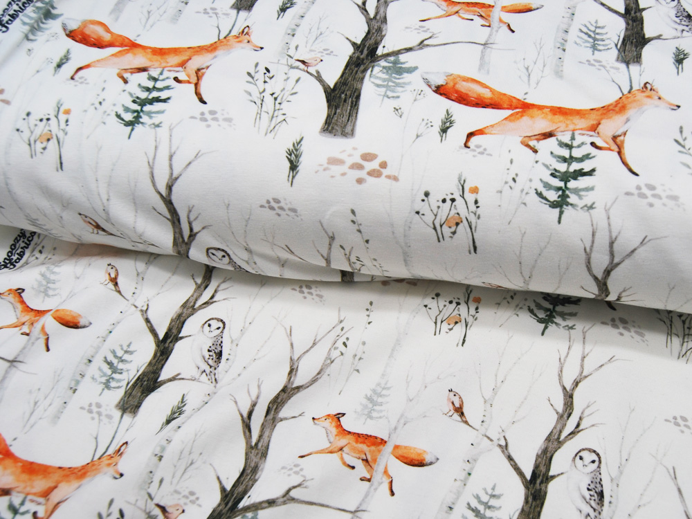 Jersey - Fuchs und Eule im Wald - Snoozy Fabrics - 05 Meter 2