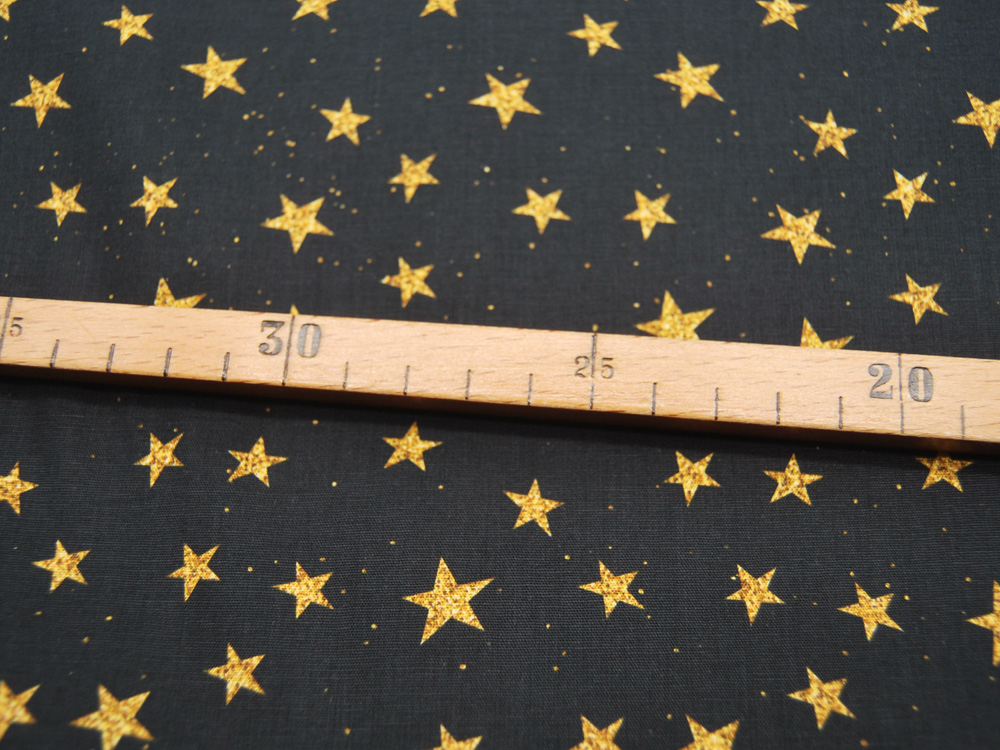 Baumwolle - Kim - Goldene Sterne auf Schwarz - 0,5m 4