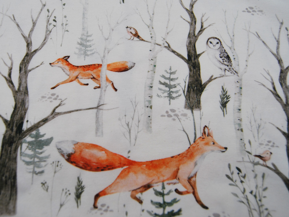 Jersey - Fuchs und Eule im Wald - Snoozy Fabrics - 05 Meter 4