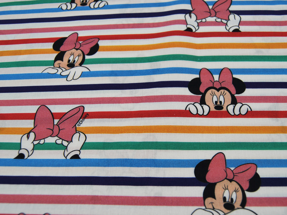 Baumwolle - Minnie Mouse - auf bunten Streifen 05m 3