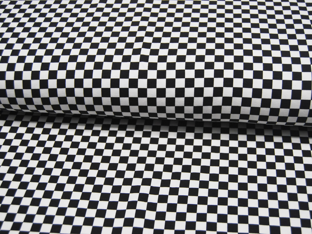 Jersey - Check 1 cm- Schwarz Weiß Karo 0,5m 4
