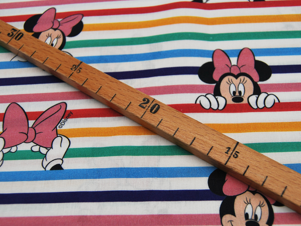 Baumwolle - Minnie Mouse - auf bunten Streifen 0,5m 4